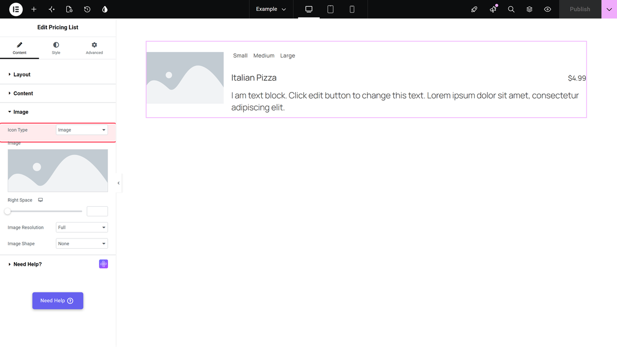 Style control set to classic, icon type set to image