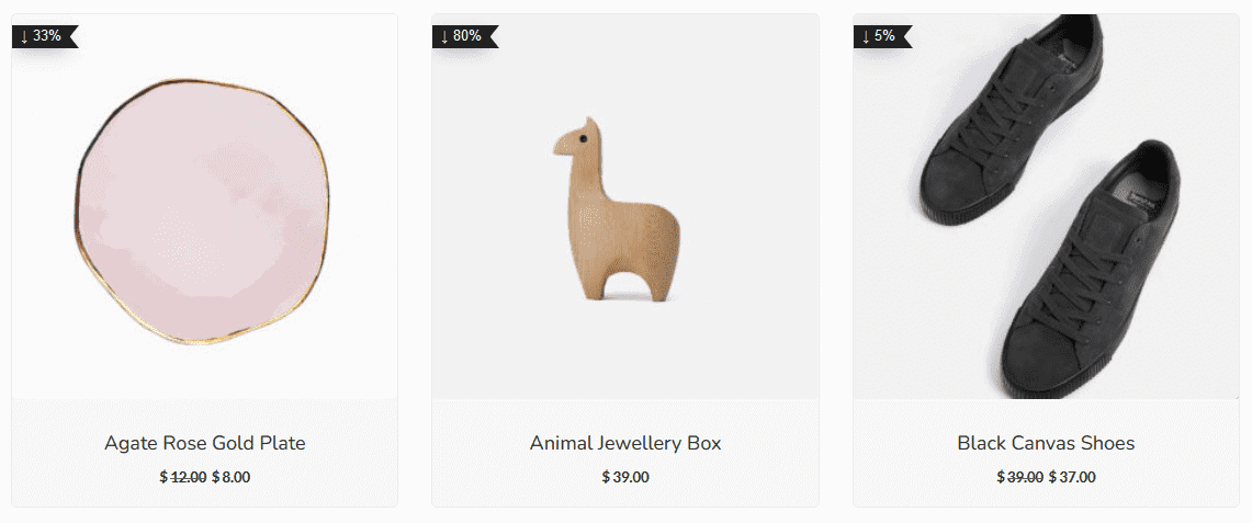 Woocommerce products shown in a grid layout