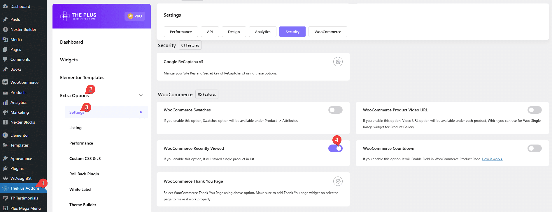 How to Show WooCommerce Recently Viewed Products in Elementor? The woocommerce recently viewed setting in the plus addons settings