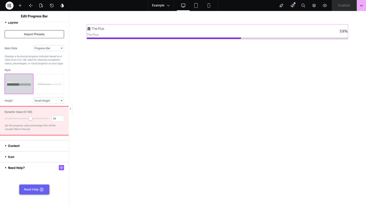 How to Add Progress Bar in Elementor WordPress? Dynamic value (0-100) slider