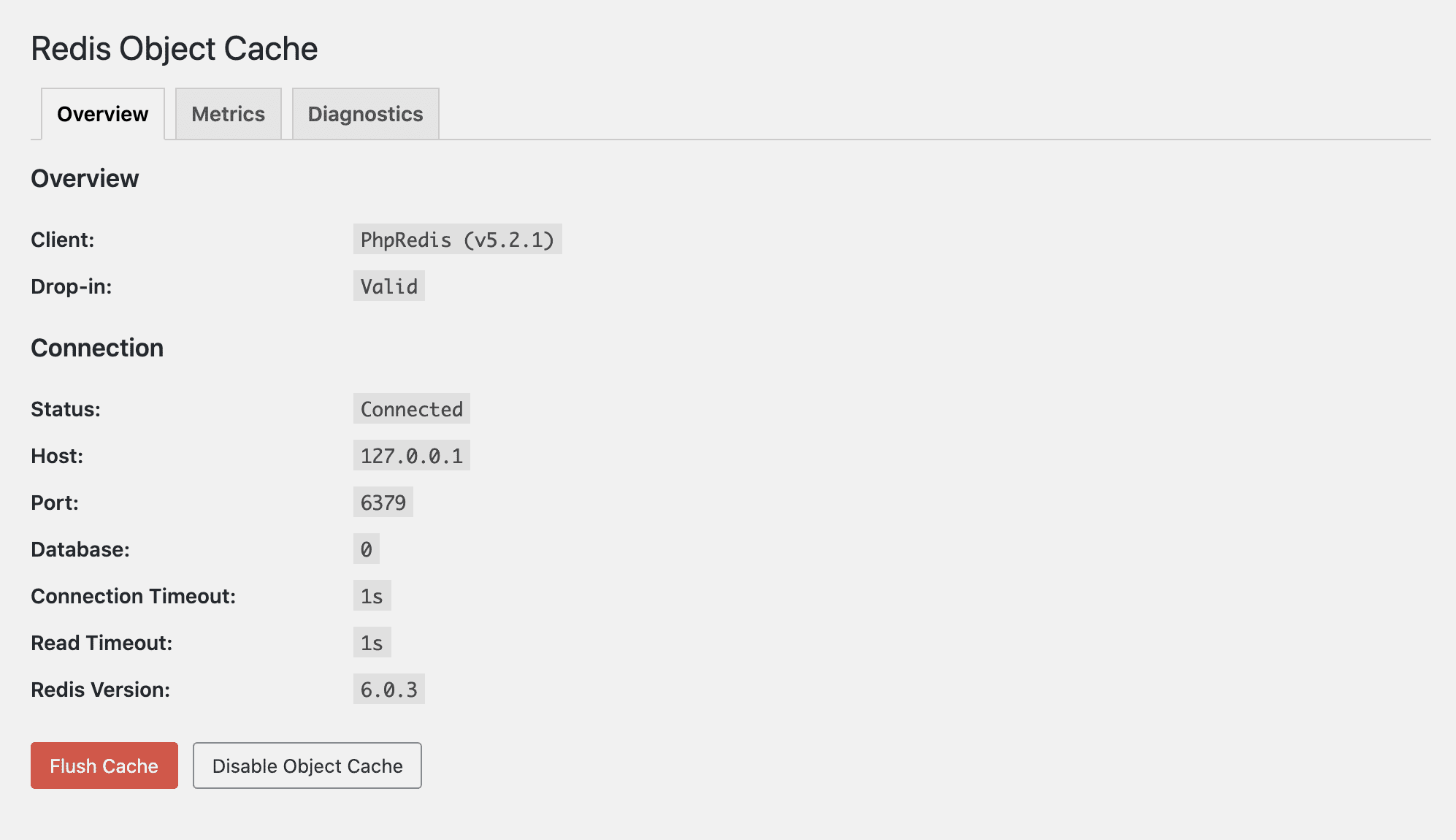 Redis object cache