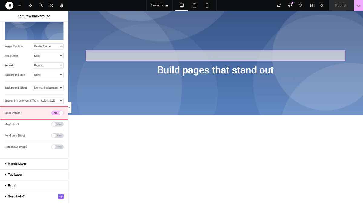 The scroll parallax switch of the background image