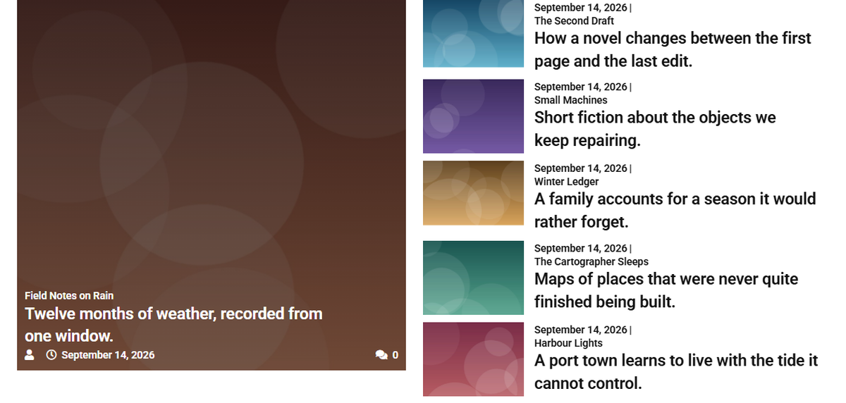 How to Create a Custom Post Grid Layout with Dynamic CPTs in Elementor? Front-end grid of entries from the books custom post type, each with its featured image, title and excerpt