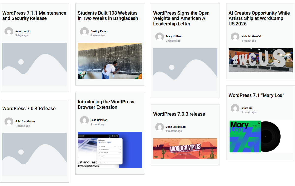 The same rss feed in the masonry layout.