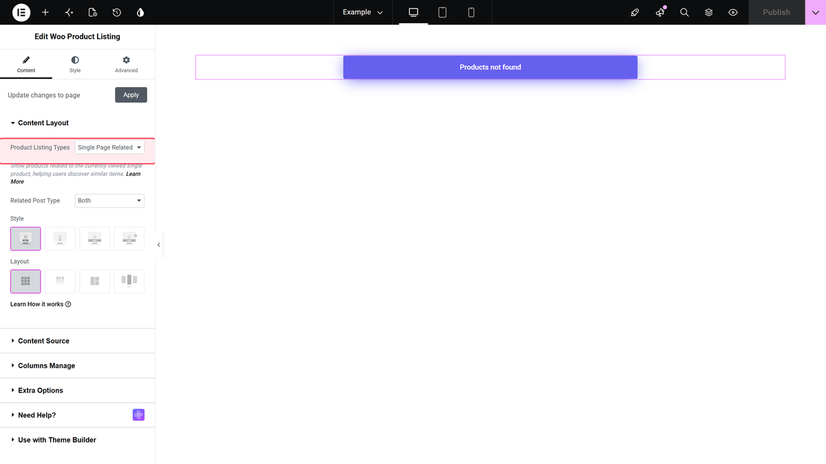 How to Show Related Products on a Product Page? (Based on Categories & Tags) Product listing types set to single page related products