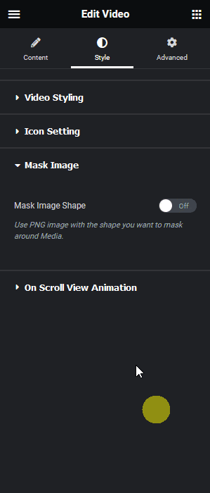 How to add an image mask to an elementor video?