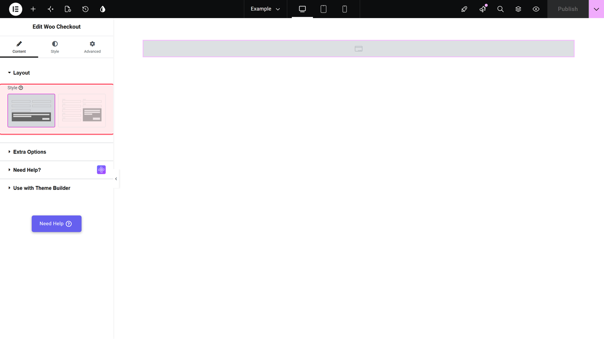 How to Edit WooCommerce Checkout Page in Elementor? Woo checkout widget placed on the checkout page, style control
