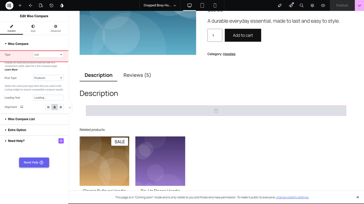 Type dropdown set to list