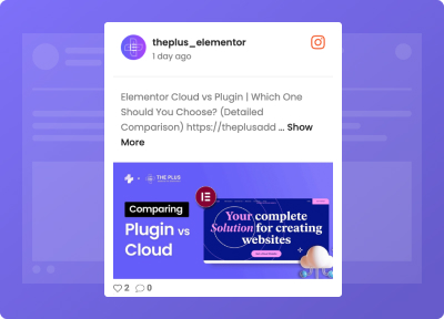 Instagram feed youtube feed from the plus addons for elementor
