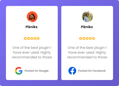 Review Wall Facebook reviews from The Plus Addons for Elementor