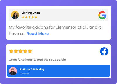 Social Reviews Combined Filterable Social Feed from The Plus Addons for Elementor